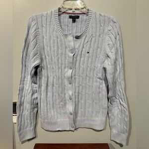 Tommy Hilfiger Women's Light Blue Cable Cardigan